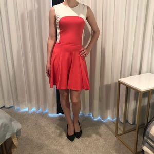 Fun pink and white skater dress